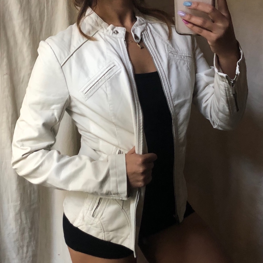 Express White Leather Jacket